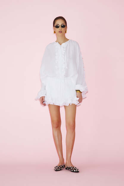Cotton White Pleated Shorts