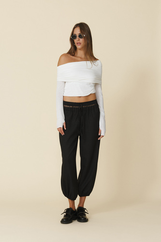 One Shoulder White Blouse - PNK Casual