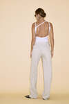 Beige Linen Pants With Side Mesh