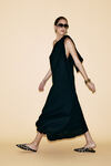 One Shoulder Black Midi Dress