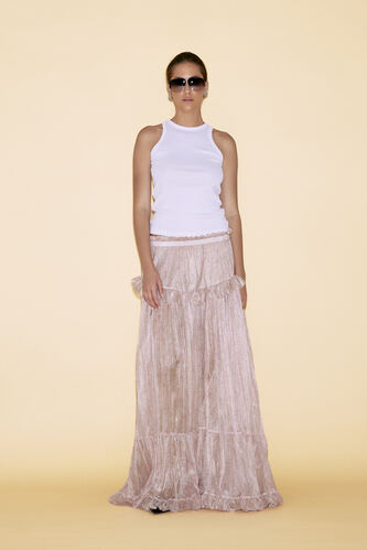 Printed Floral Silk Maxi Skirt - PNK Casual