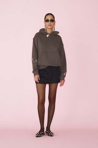 Dark Grey Handmade Painted Oversized Sweatshirt - PNK Casual