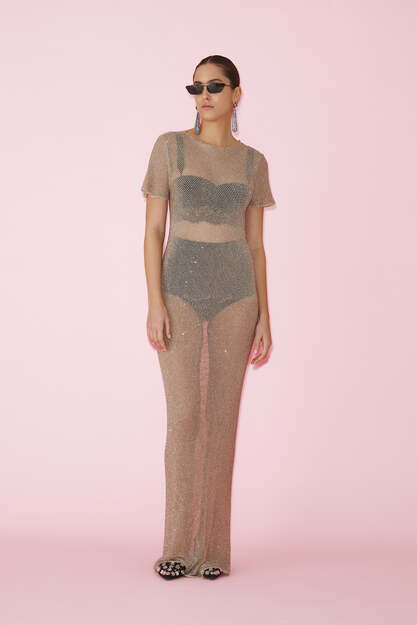Sparkling Beige Maxi Dress