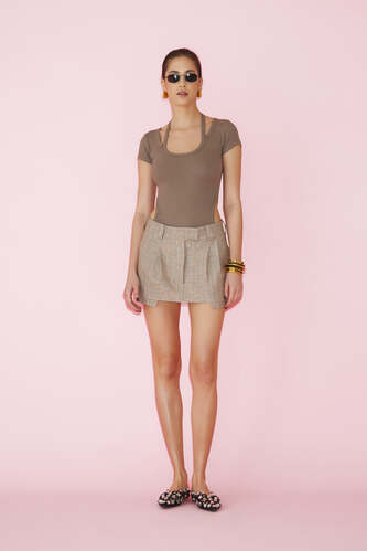 Brown Cropped Bodysuit - PNK Casual