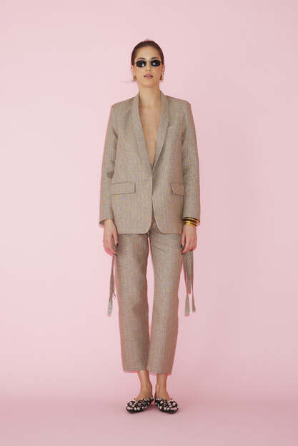 Brown-Gold Cutout Blazer