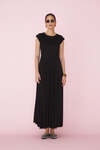 Wrap-Effect Black Midi Dress
