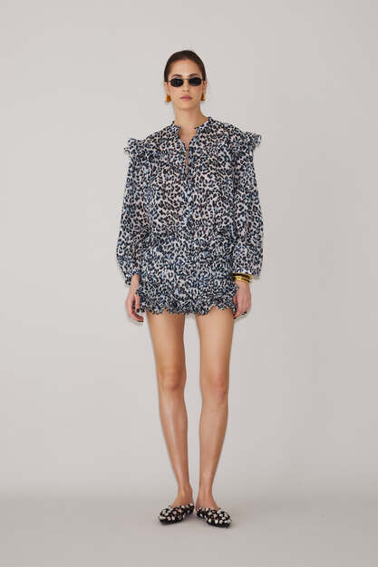 Animal Print With Ruffled Top