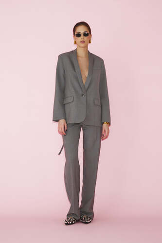 Grey Blazer With Backless - PNK Casual