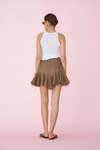 Brown-Gold Ruffled Mini Skirt