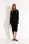 Black Midi Dress With Ruffled Details