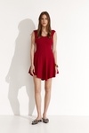 Red Mini Dress with Flared Cut