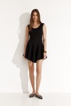 Black Mini Dress with Flared Cut