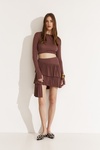 Mauve Pleated Mini Skirt with Asymmetric Hem