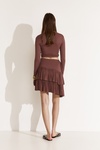 Mauve Pleated Mini Skirt with Asymmetric Hem