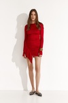 Red Mini Dress With Ruffled Details