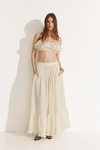 Yellow Linen Pleated Maxi Skirt