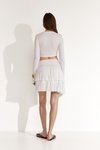 White Pleated Mini Skirt with Asymmetric Hem