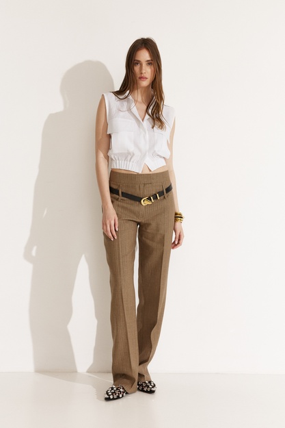 Brown-Gold Casual Pants