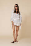 Off White Linen-Cotton Ruffled Top
