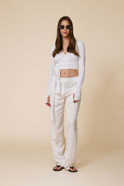 White Wrap Viscose Blouse