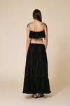 Black Cotton Pleated Maxi Skirt