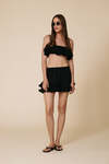 Black Cotton Pleated Shorts
