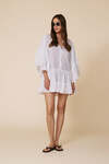 White Mini Dress With A relaxed Fit And Ruffle Details