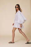 White Mini Dress With A relaxed Fit And Ruffle Details