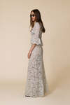 Light Green Maxi Lace Dress With Three-Guarter Flared Sleeves