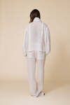 Loose-Fit White Blouse With Voluminous Balloon Sleeves With Wide Cuffs