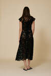 Black Midi Lace Dress With Ruffled Neckline