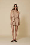 One Shoulder Beige Mini Dress