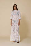 White Maxi Lace Dress With Three-Guarter Flared Sleeves