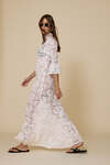 White Maxi Lace Dress With Three-Guarter Flared Sleeves