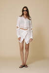 White Linen Cropped Shirt With Lace