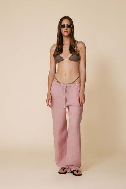Elastic Waist Linen Trousers