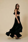 Black Silk Maxi Skirt With Ruffles