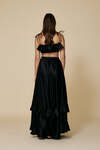 Black Silk Maxi Skirt With Ruffles