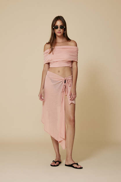 Asymmetrical Pink Pareo Skirt
