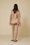 Beige Cotton Oversized Shirt With Ruffled Detail