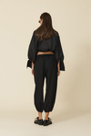 Black Relaxed-Fit Pants With Silk Insert At The Waistband - FW25