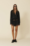 Black Shorts Finished With Delicate Lace Trim At The Hem - FW25