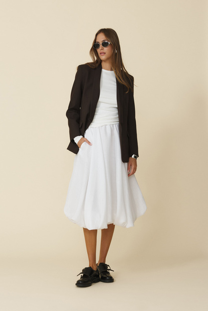 Balloon White Midi Skirt - FW25