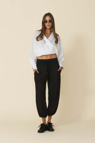 White Wrap Blouse With Long Sleeves - FW25 - PNK Casual