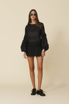 Black Blouse With Lace Inserts - FW25