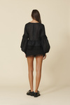Black Blouse With Lace Inserts - FW25