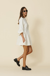 White Mini Dress With Long Puff Sleeves