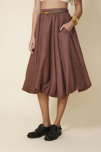 Balloon Brown Midi Skirt - Pre-Spring26 - PNK Casual