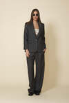 Grey Striped Blazer With Backless - FW25