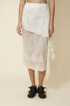 Off-White Embroidered Skirt Featuring An Asymmetric Cut And Soft Side Draping - Pre-Spring26